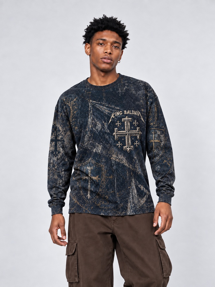 Masked King Eco Oversized Long-Sleeve Graphic Tees · GRS Certified