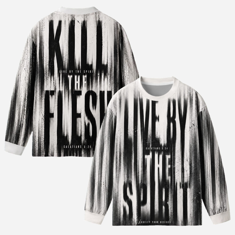Kill The Flesh Eco Oversized Long-Sleeve Graphic Tees · GRS Certified