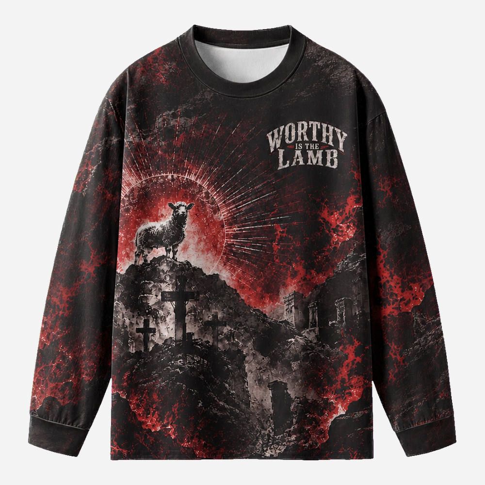 Lamb Crest Eco Oversized Long-Sleeve Graphic Tees · GRS Certified