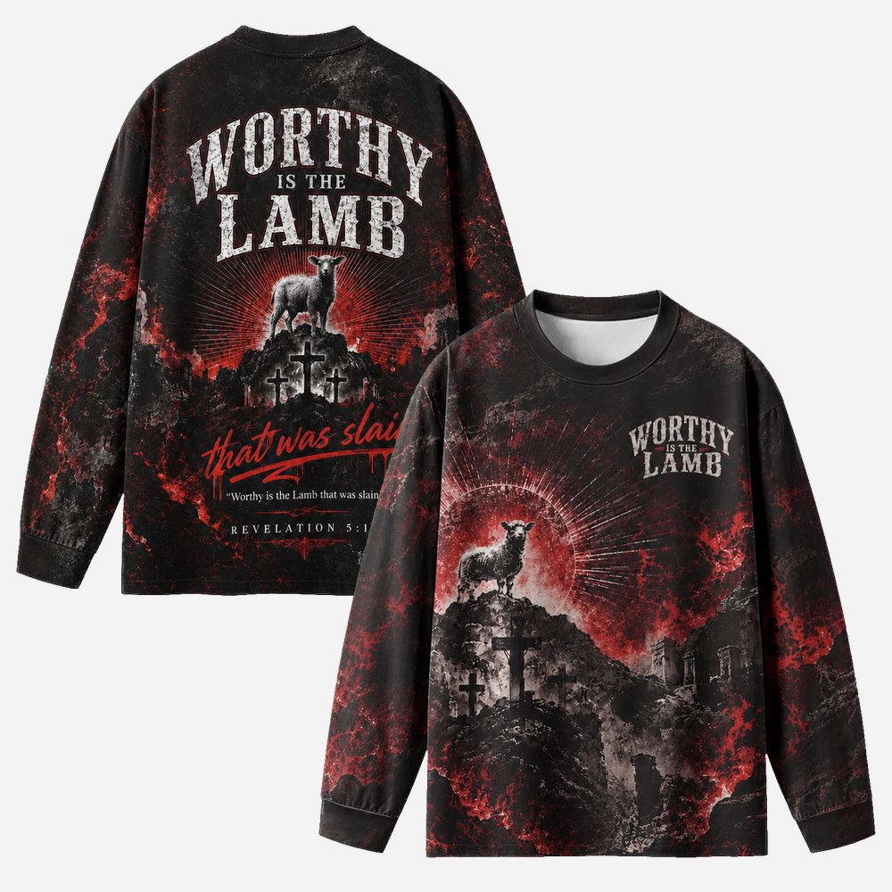 Lamb Crest Eco Oversized Long-Sleeve Graphic Tees · GRS Certified