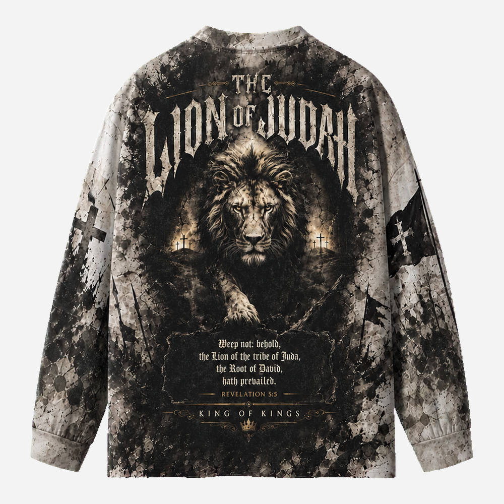 Crowned Lion Eco Oversized Long-Sleeve Graphic Tees · GRS Certified