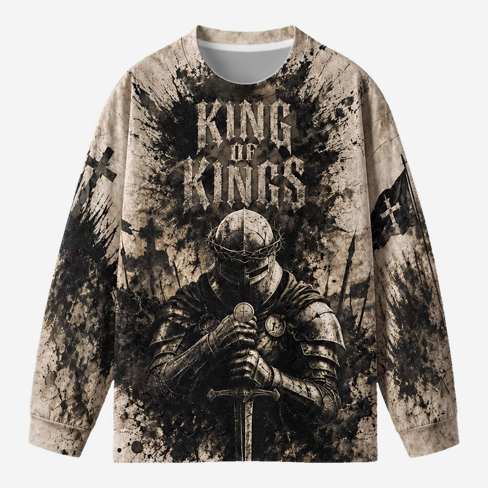 Crowned Lion Eco Oversized Long-Sleeve Graphic Tees · GRS Certified