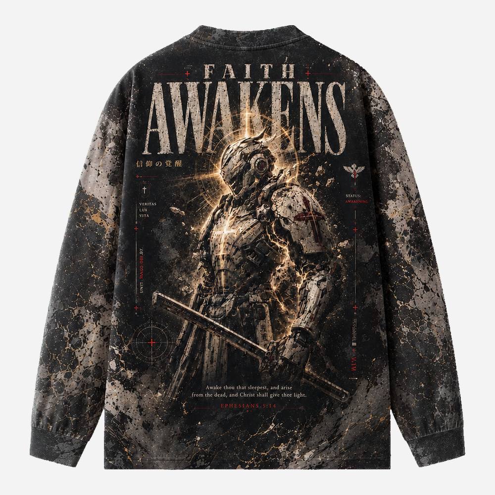 Awakened Eco Oversized Long-Sleeve Graphic Tees · GRS Certified