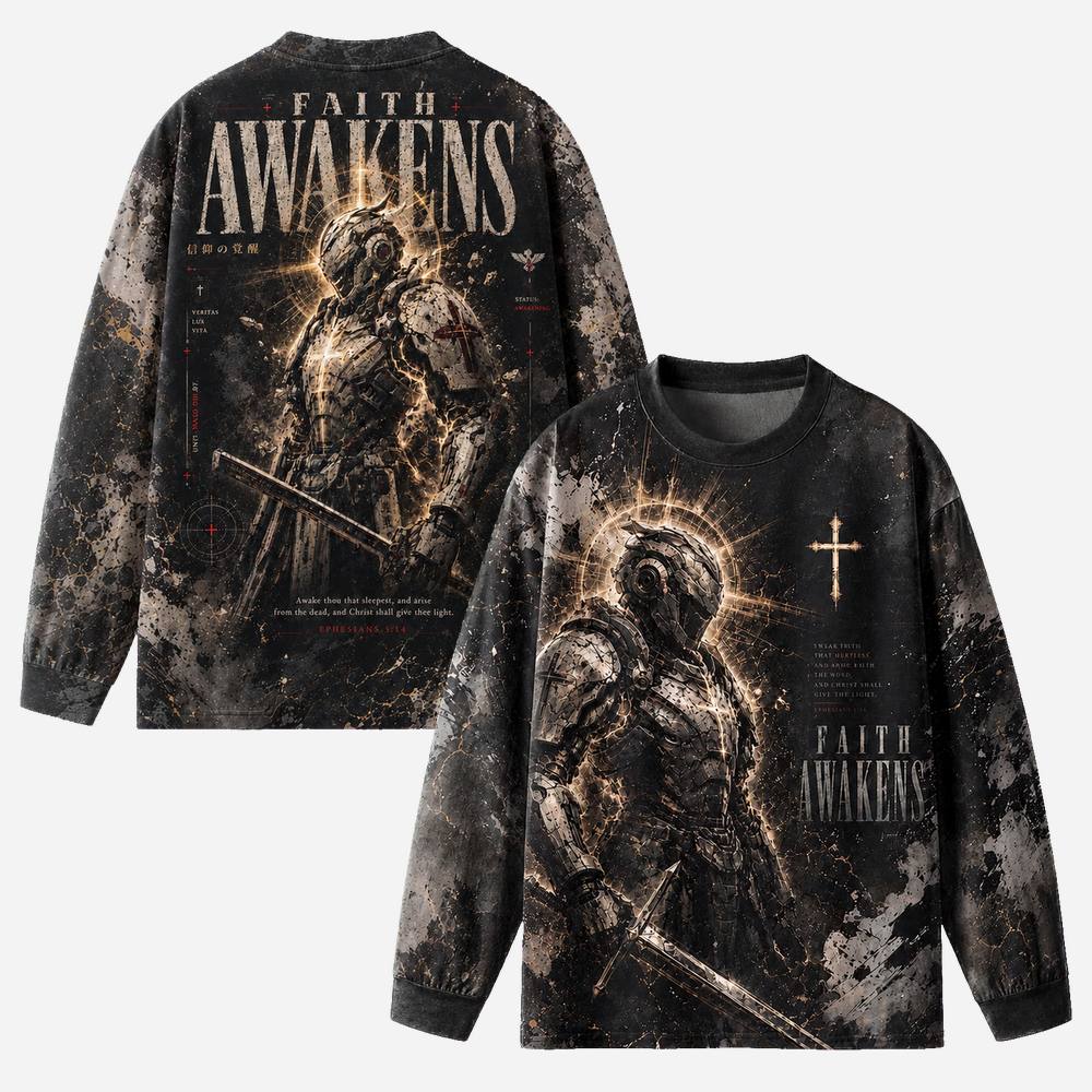 Awakened Eco Oversized Long-Sleeve Graphic Tees · GRS Certified