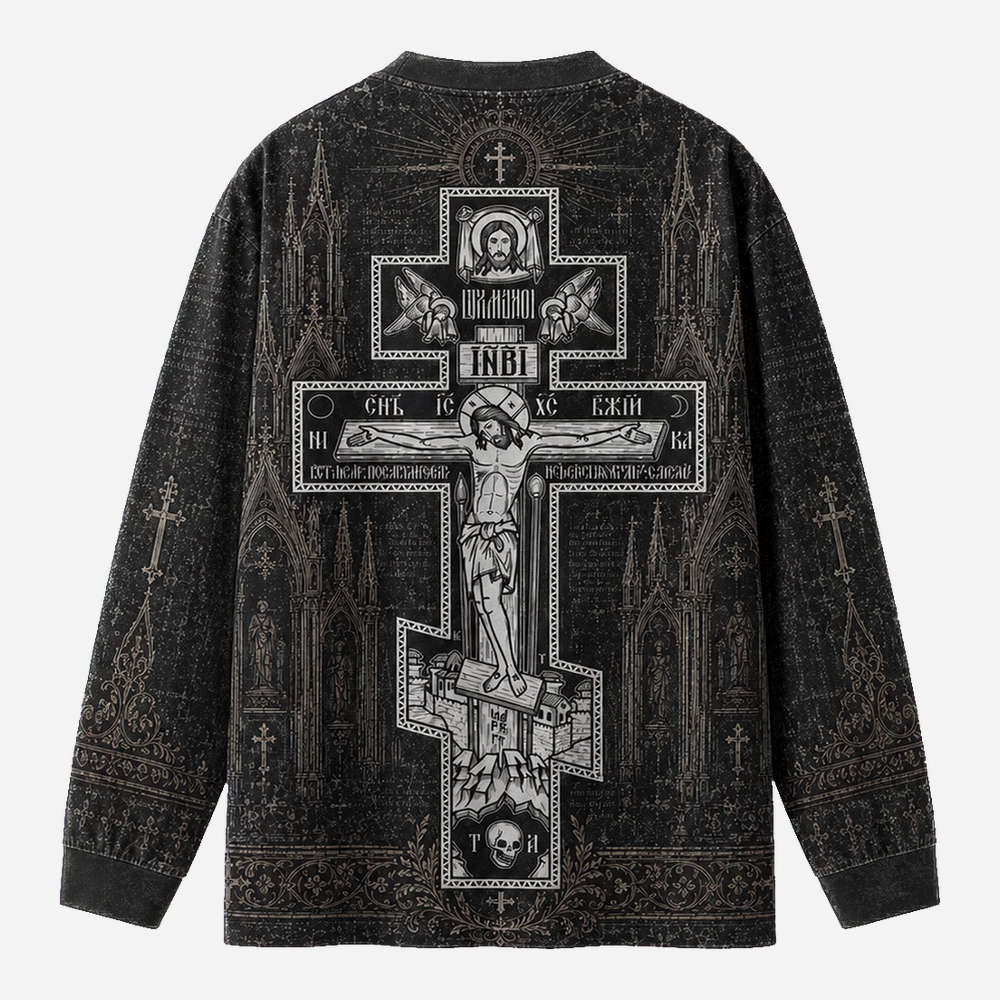 Ornate Relic Eco Oversized Long-Sleeve Graphic Tees · GRS Certified