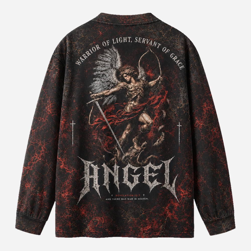 Angel Warrior Eco Oversized Long-Sleeve Graphic Tees · GRS Certified