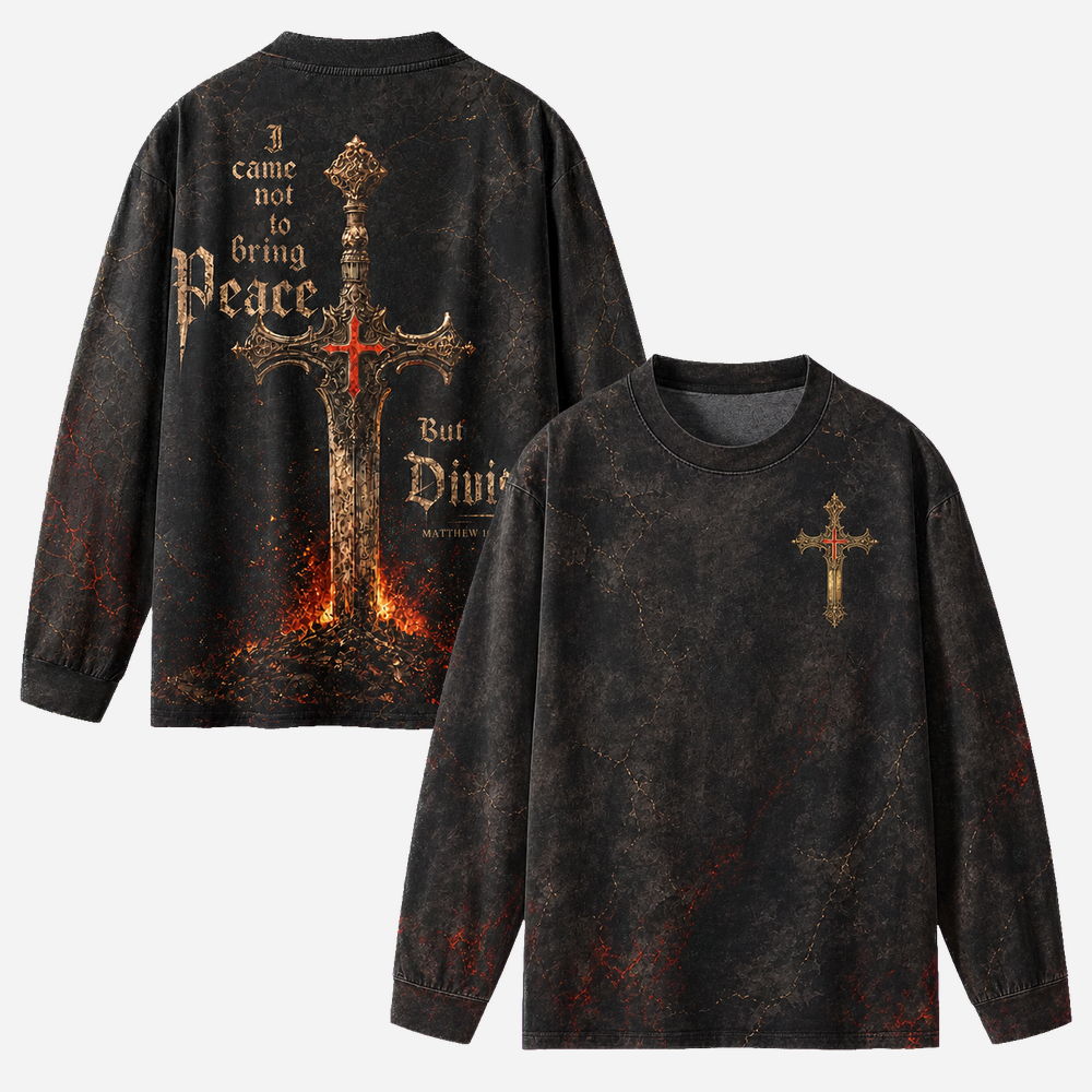 Division Sword Eco Oversized Long-Sleeve Graphic Tees · GRS Certified