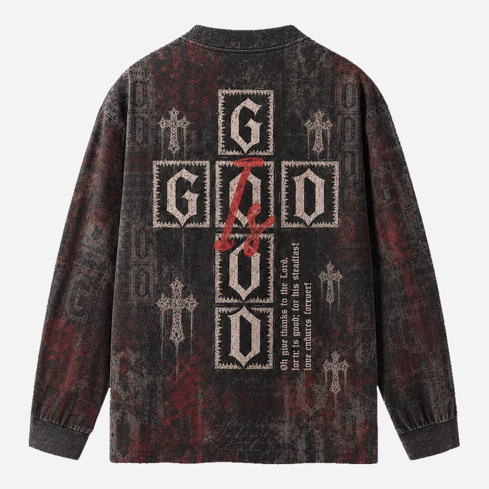 Goodness Block Eco Oversized Long-Sleeve Graphic Tees · GRS Certified