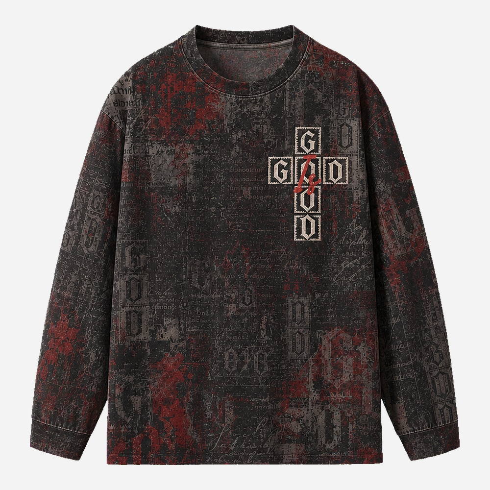 Goodness Block Eco Oversized Long-Sleeve Graphic Tees · GRS Certified