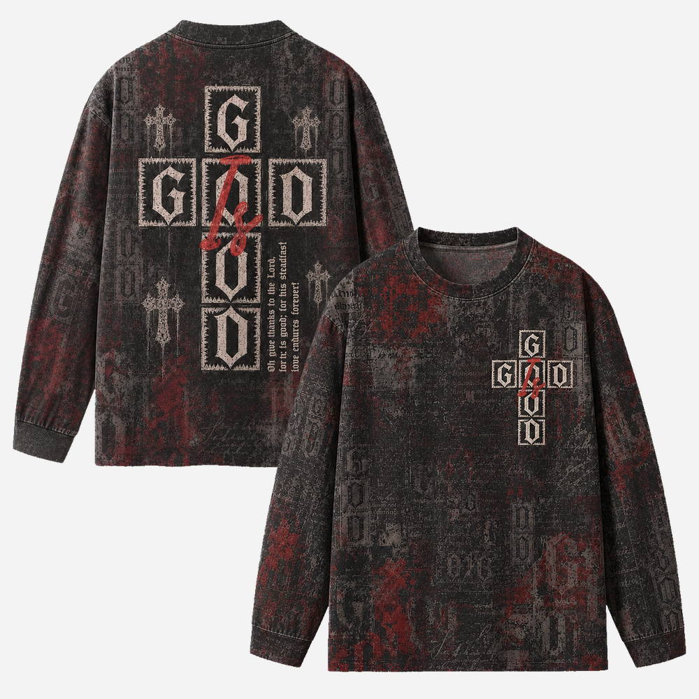 Goodness Block Eco Oversized Long-Sleeve Graphic Tees · GRS Certified
