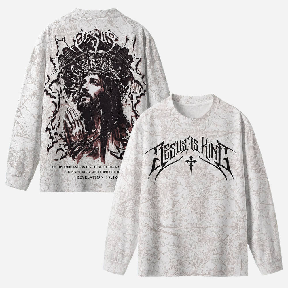 Crowned Warrior Eco Oversized Long-Sleeve Graphic Tees · GRS Certified