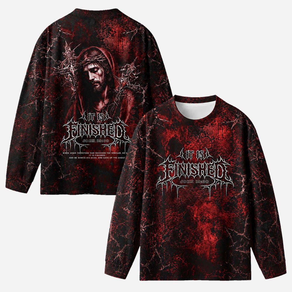 Finished Redemption Eco Oversized Long-Sleeve Graphic Tees · GRS Certified