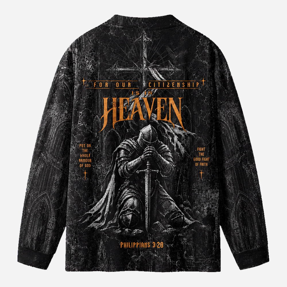 Heaven Knight Eco Oversized Long-Sleeve Graphic Tees · GRS Certified