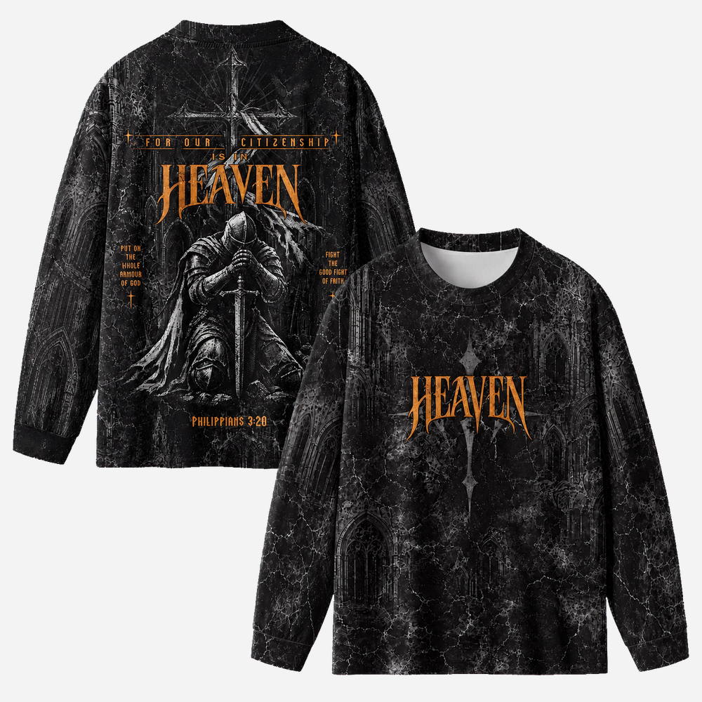 Heaven Knight Eco Oversized Long-Sleeve Graphic Tees · GRS Certified