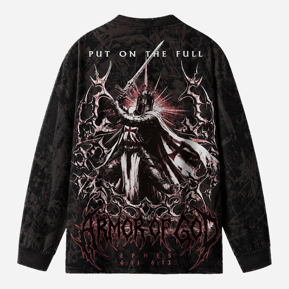 Armored Warrior Eco Oversized Long-Sleeve Graphic Tees · GRS Certified