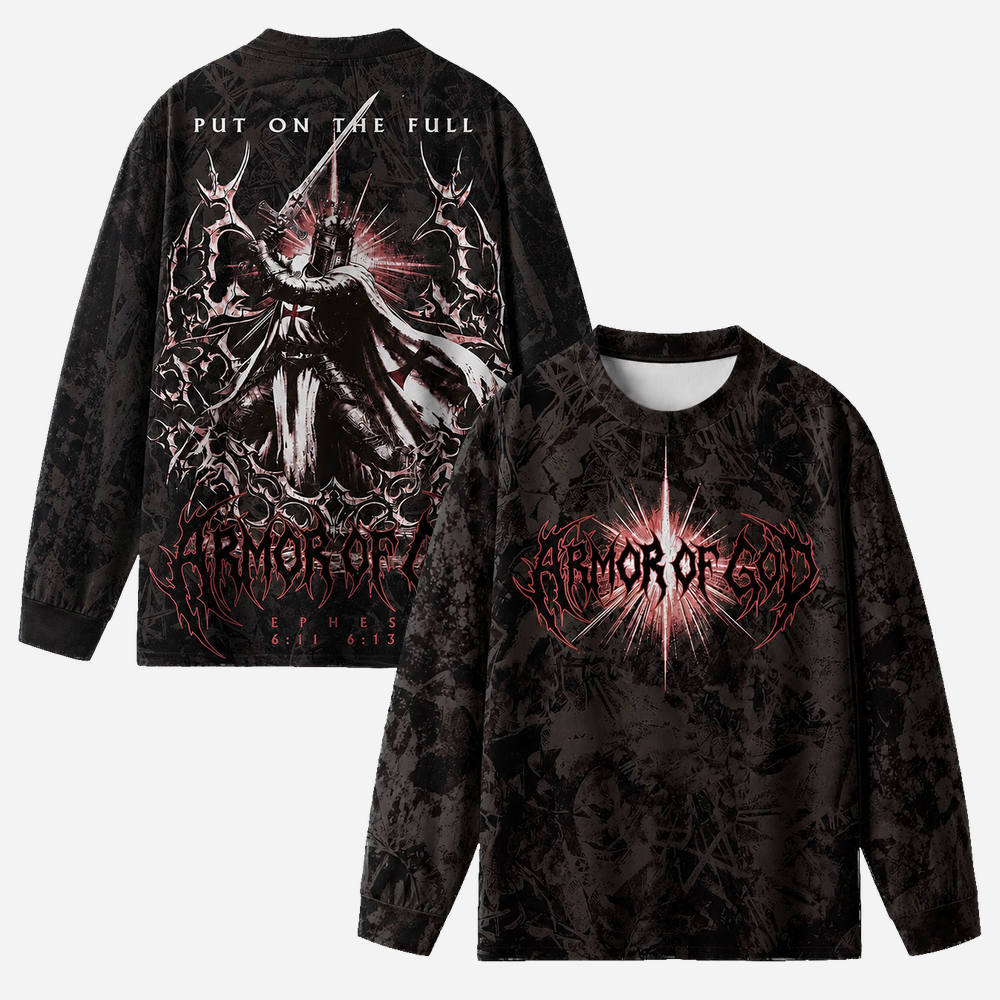 Armored Warrior Eco Oversized Long-Sleeve Graphic Tees · GRS Certified