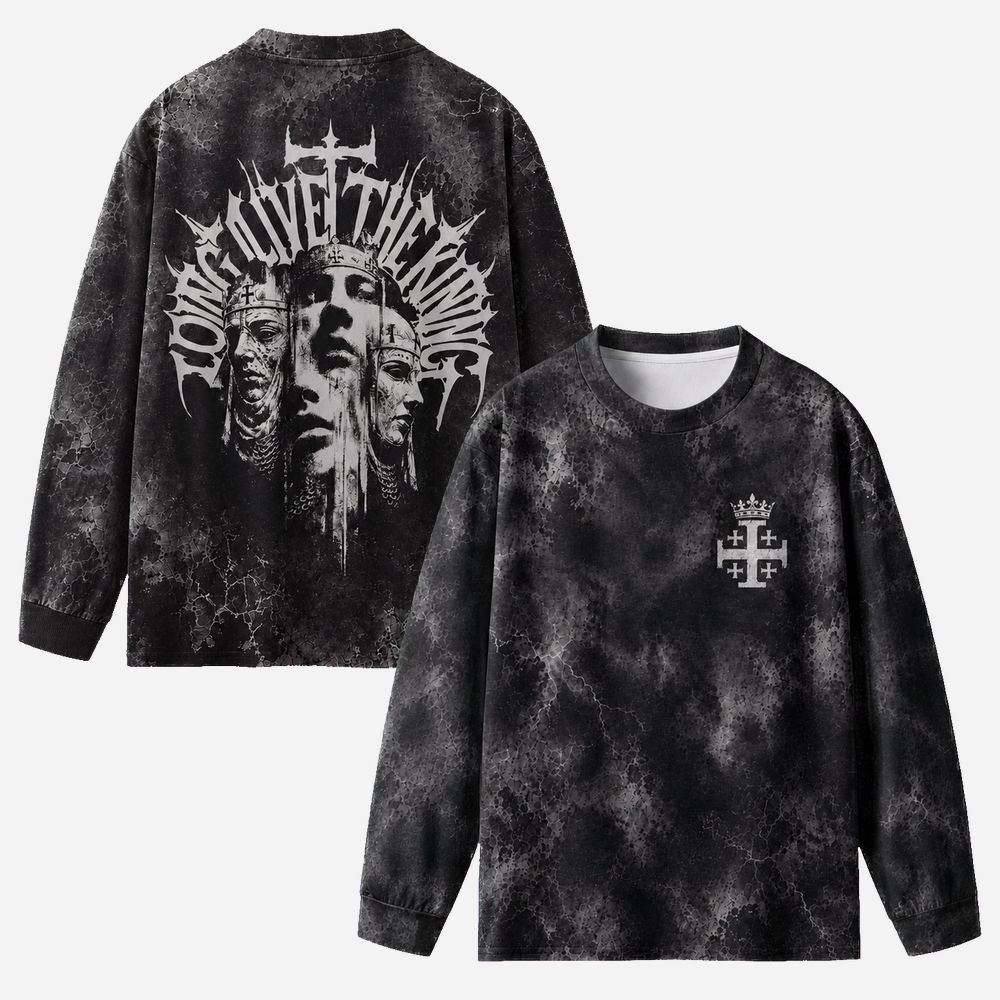 Crowned Allegiance Eco Oversized Long-Sleeve Graphic Tees · GRS Certified