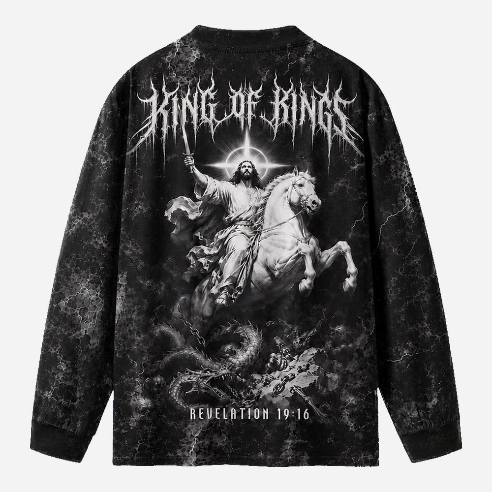 Crowned Rider Eco Oversized Long-Sleeve Graphic Tees · GRS Certified