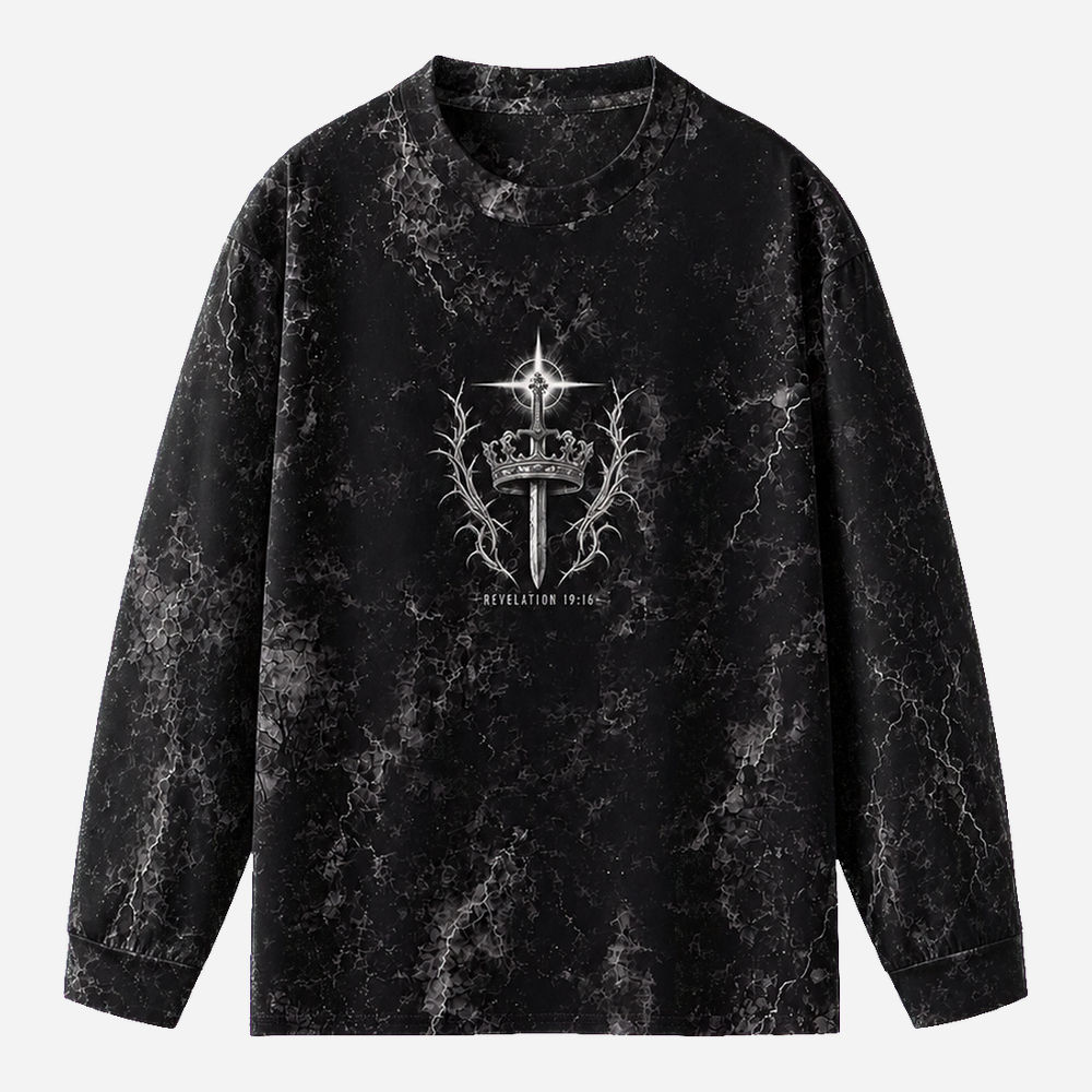 Crowned Rider Eco Oversized Long-Sleeve Graphic Tees · GRS Certified