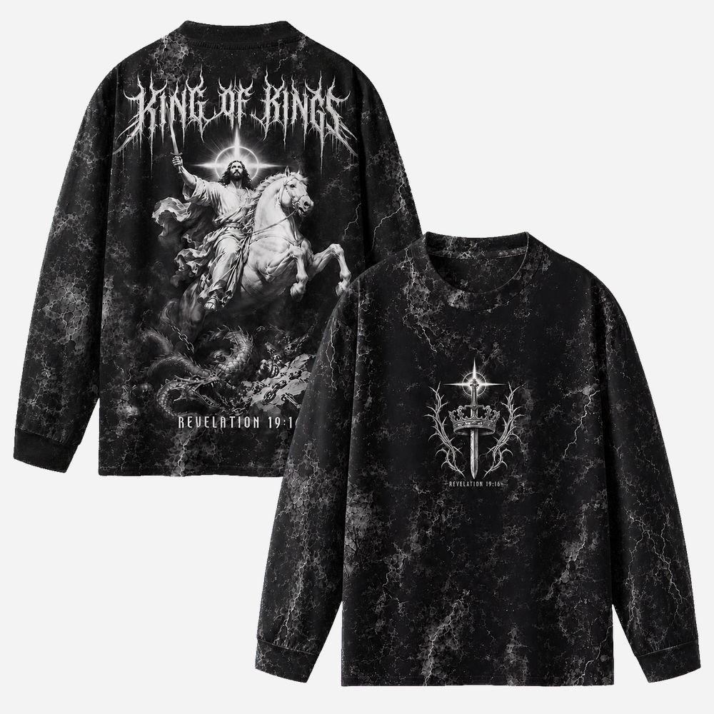 Crowned Rider Eco Oversized Long-Sleeve Graphic Tees · GRS Certified