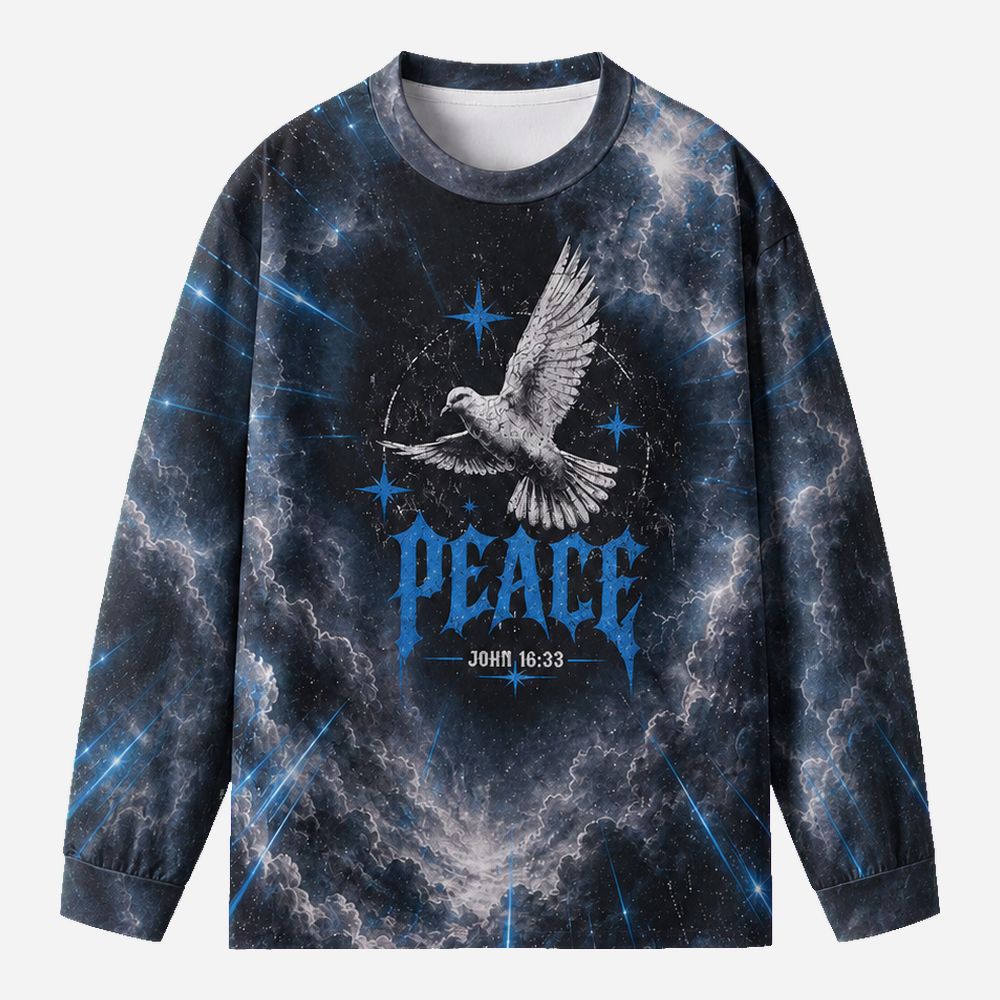 Blue Peace Eco Oversized Long-Sleeve Graphic Tees · GRS Certified