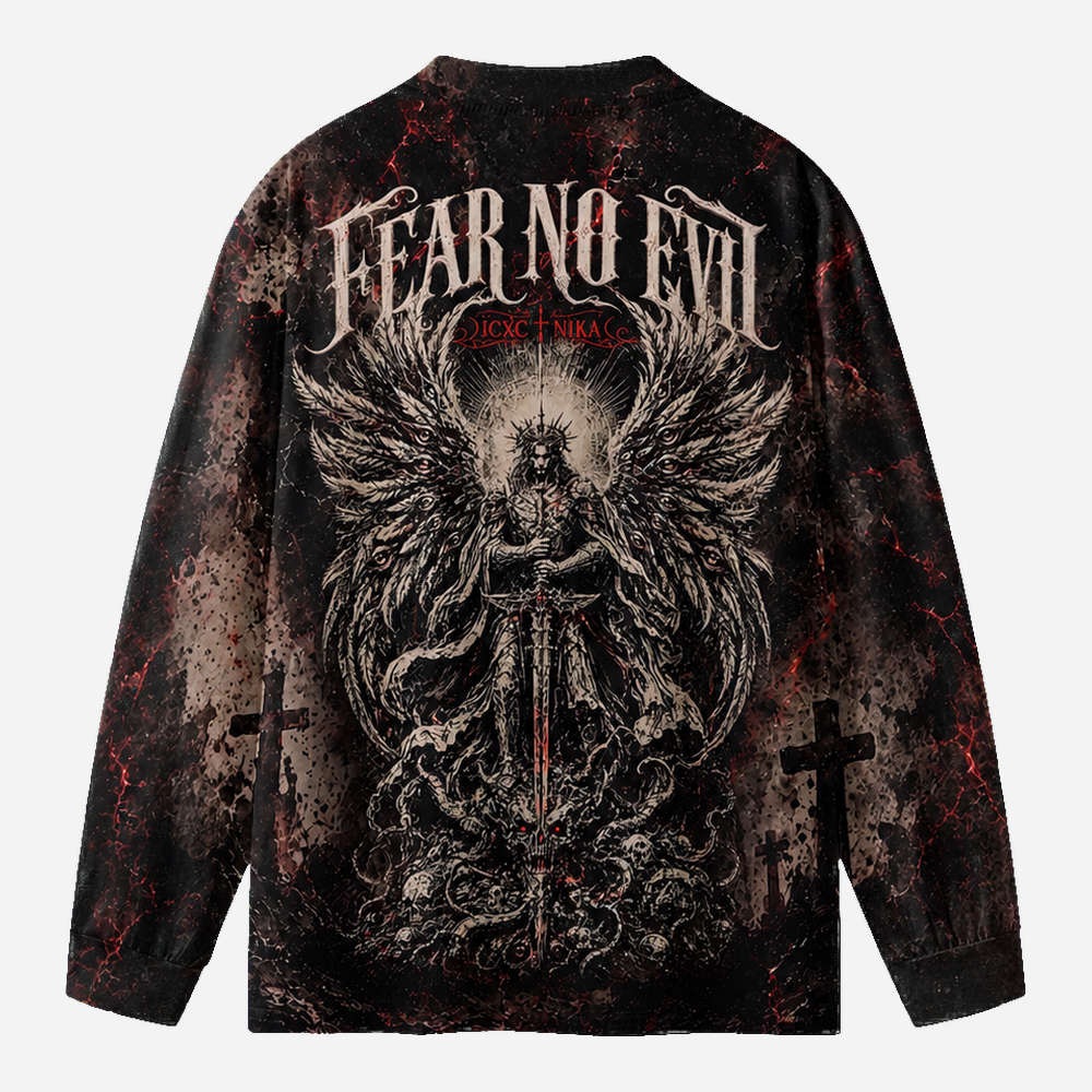 Fearless Guardian Eco Oversized Long-Sleeve Graphic Tees · GRS Certified