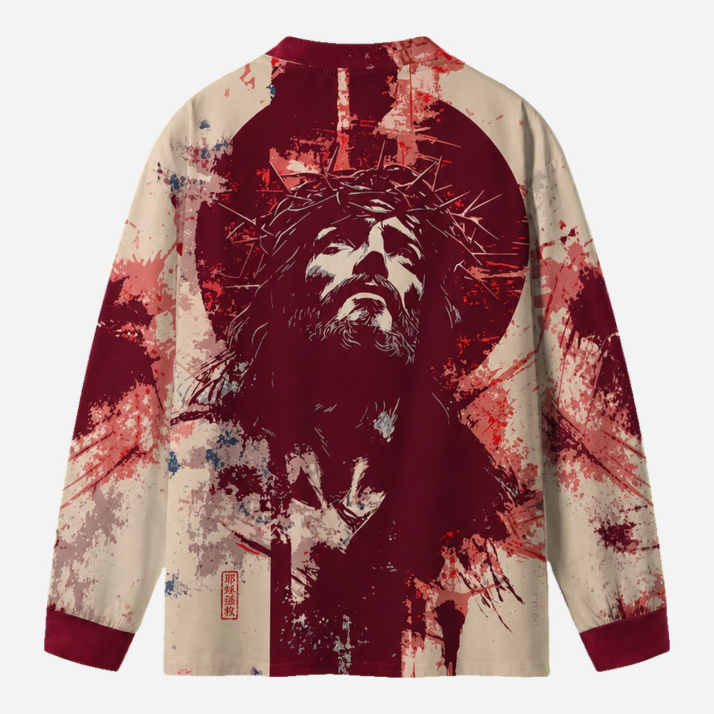 Blood Cross Eco Oversized Long-Sleeve Graphic Tees · GRS Certified
