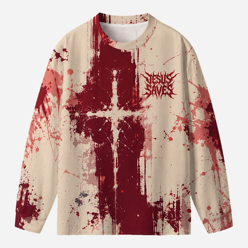 Blood Cross Eco Oversized Long-Sleeve Graphic Tees · GRS Certified