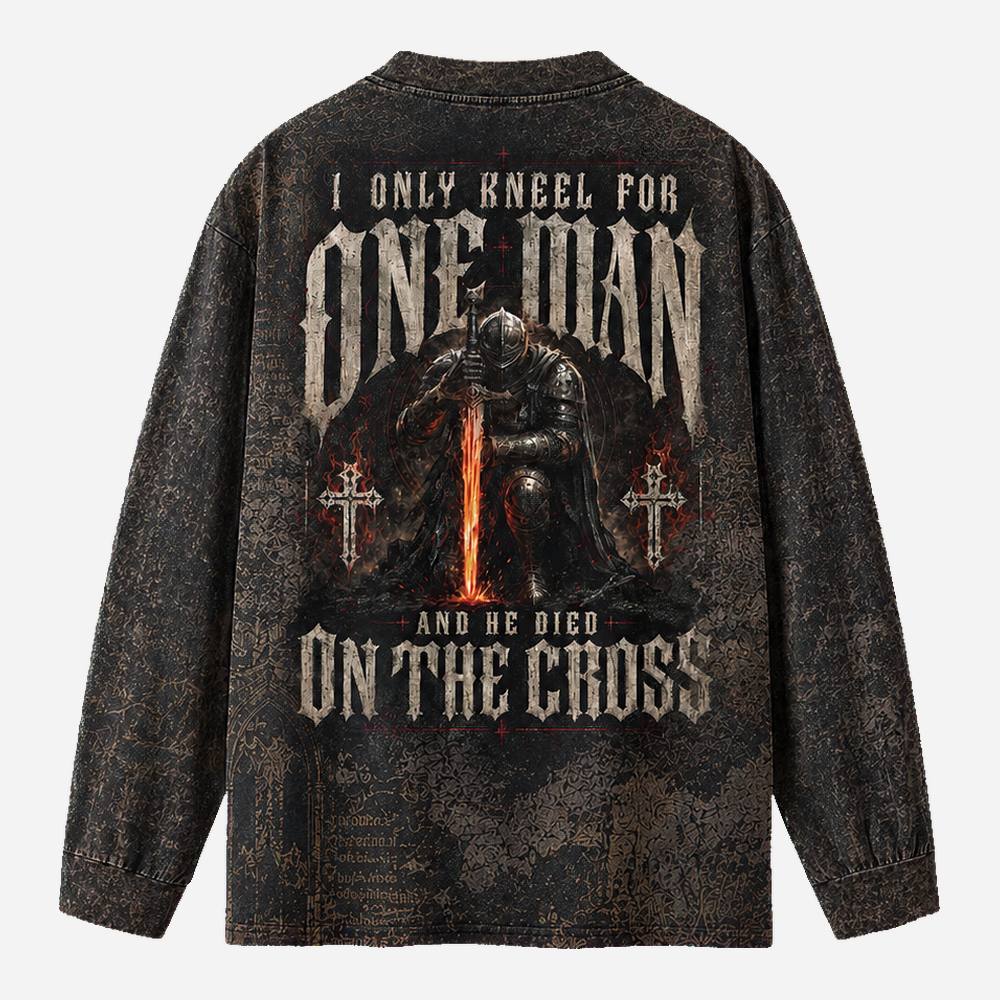 Kneeling Knight Eco Oversized Long-Sleeve Graphic Tees · GRS Certified