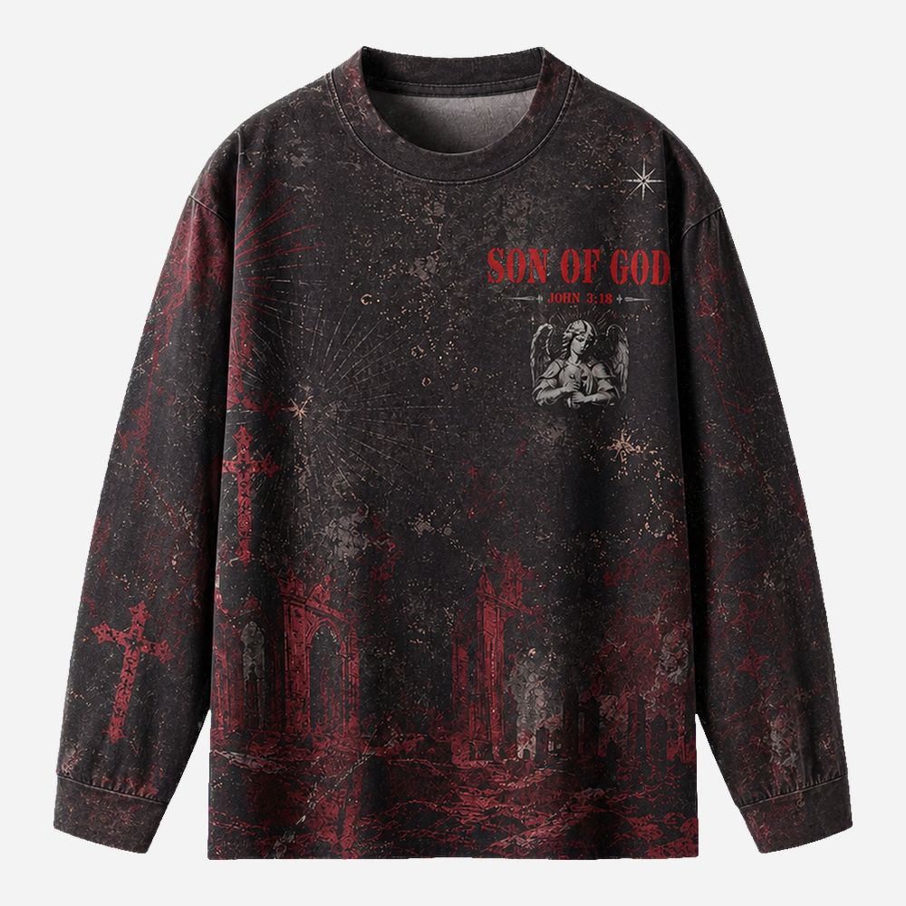 Heavenly Messenger Eco Oversized Long-Sleeve Graphic Tees · GRS Certified