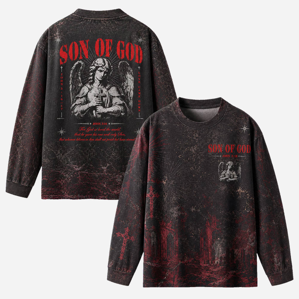 Heavenly Messenger Eco Oversized Long-Sleeve Graphic Tees · GRS Certified
