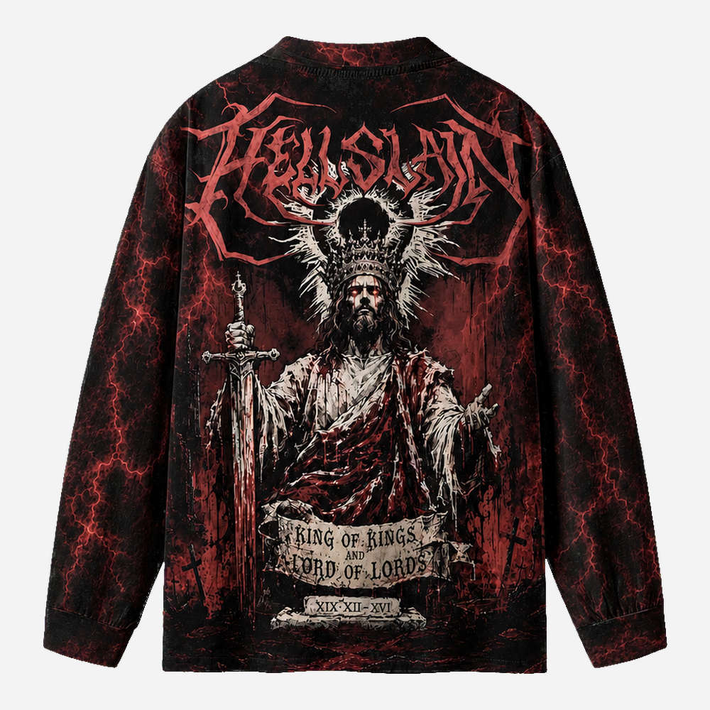 Crimson Judgment Eco Oversized Long-Sleeve Graphic Tees · GRS Certified
