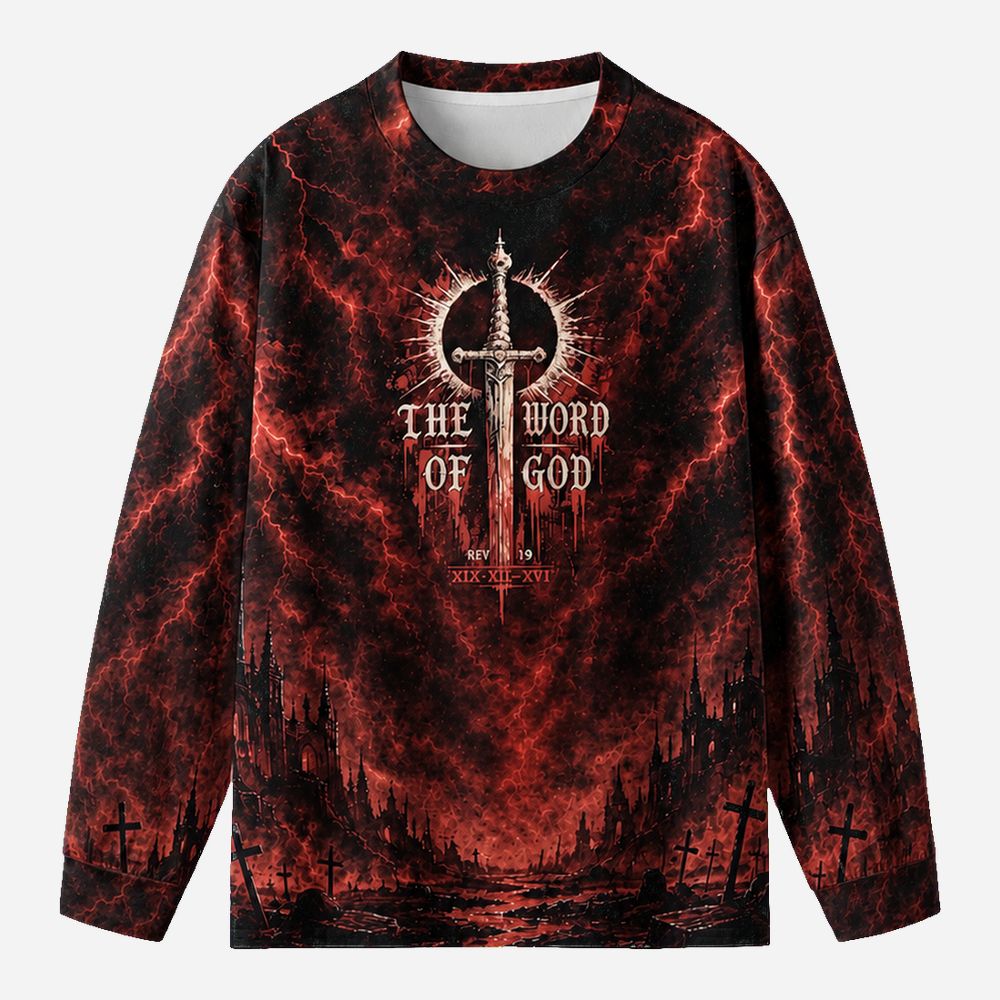 Crimson Judgment Eco Oversized Long-Sleeve Graphic Tees · GRS Certified