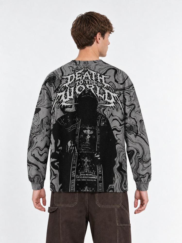 Death To The World Eco Oversized Long-Sleeve Graphic Tees · GRS Certified
