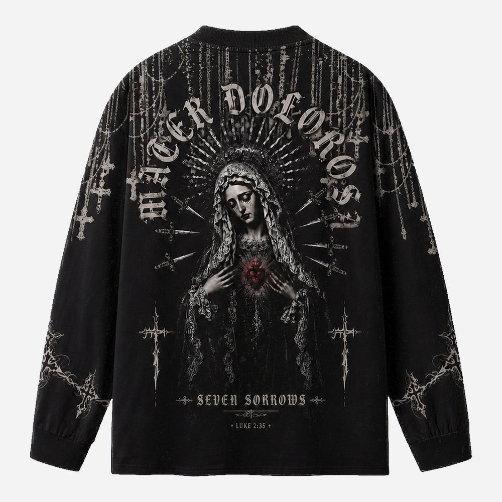 Sorrow Icon Eco Oversized Long-Sleeve Graphic Tees · GRS Certified