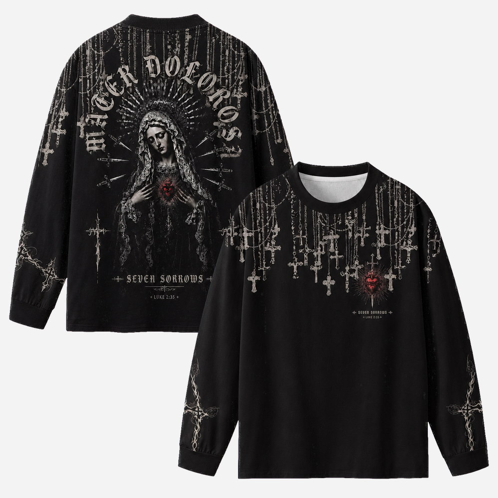 Sorrow Icon Eco Oversized Long-Sleeve Graphic Tees · GRS Certified