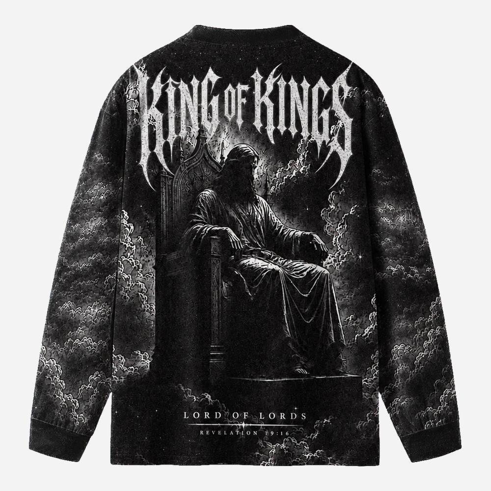 Throned Majesty Eco Oversized Long-Sleeve Graphic Tees · GRS Certified