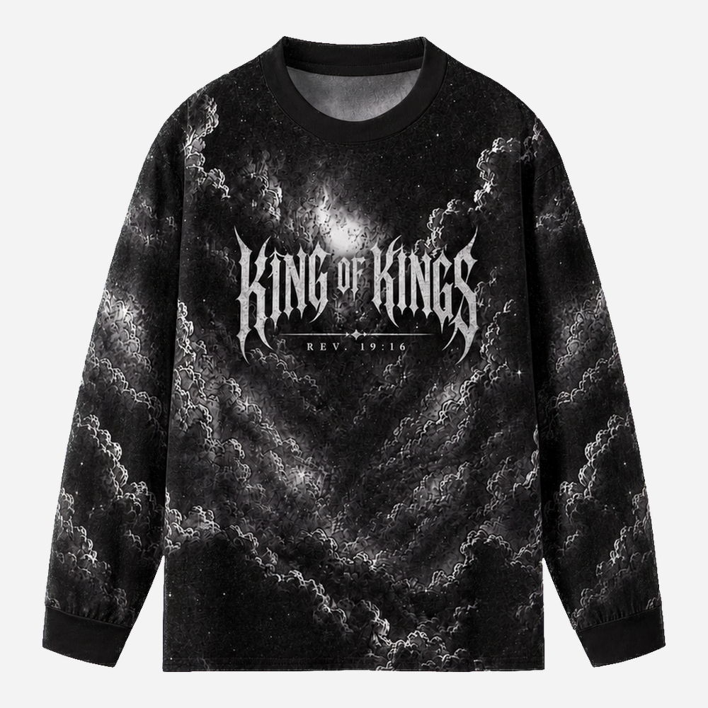 Throned Majesty Eco Oversized Long-Sleeve Graphic Tees · GRS Certified