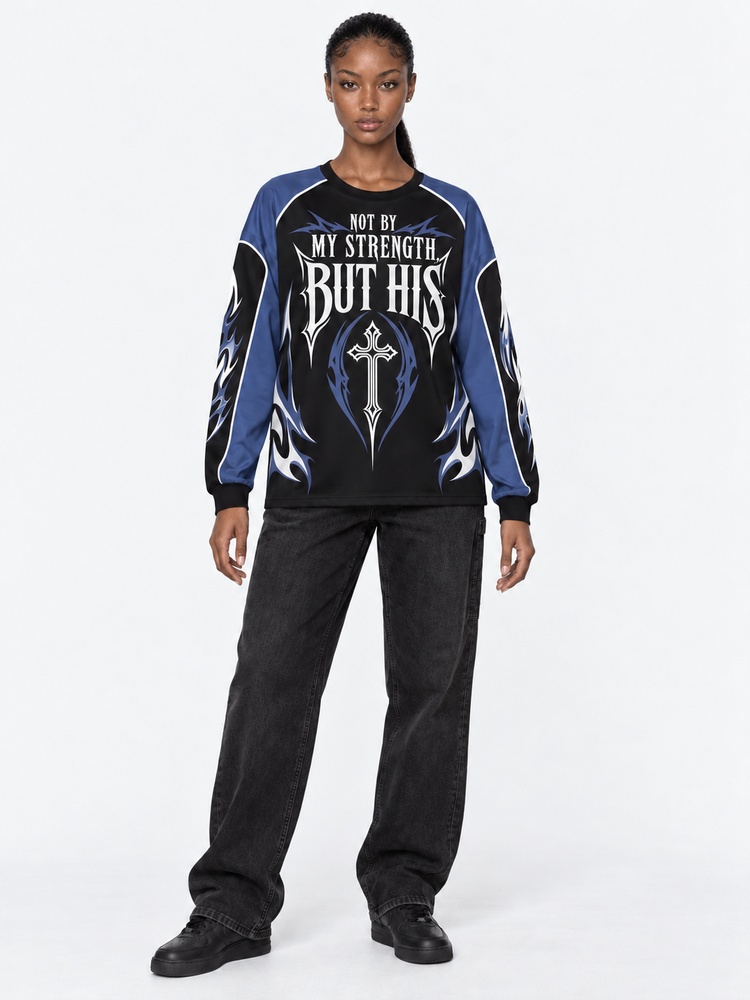 Shadow Strength Eco Oversized Long-Sleeve Graphic Tees · GRS Certified