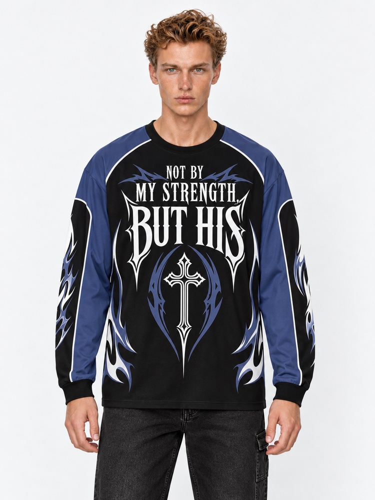 Shadow Strength Eco Oversized Long-Sleeve Graphic Tees · GRS Certified