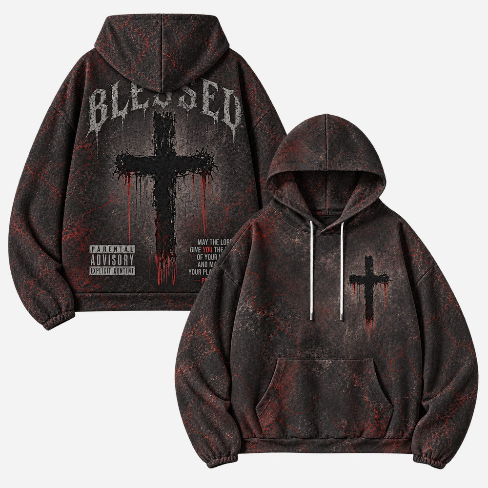 Blessed Cross All Over Print Scuba Hoodie