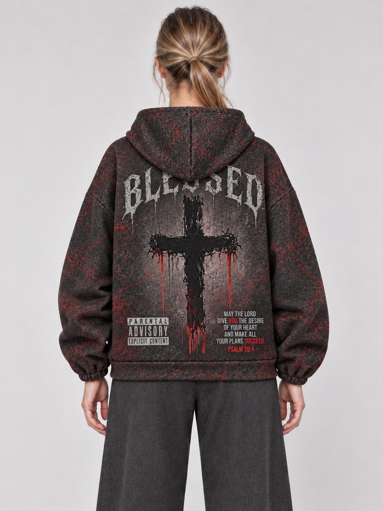Blessed Cross All Over Print Scuba Hoodie