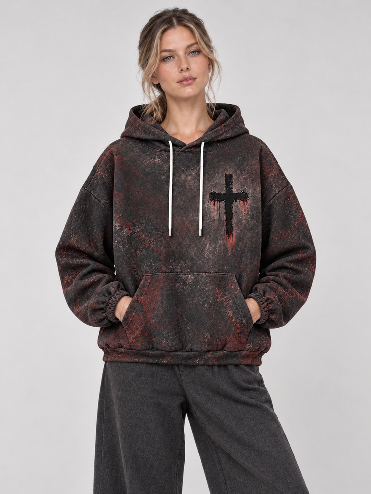 Blessed Cross All Over Print Scuba Hoodie