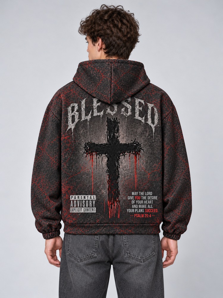 Blessed Cross All Over Print Scuba Hoodie