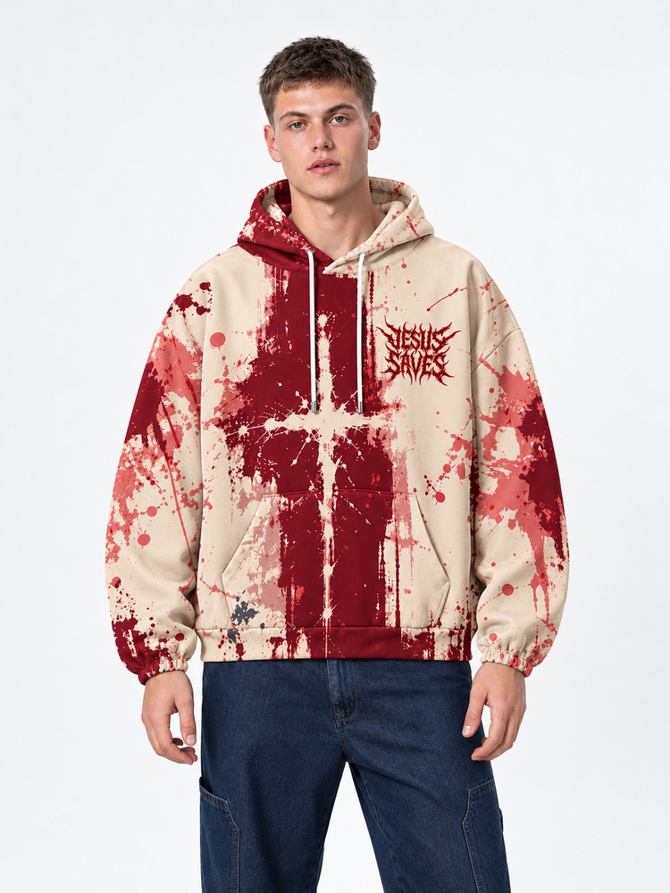 Blood Cross All Over Print Scuba Hoodie