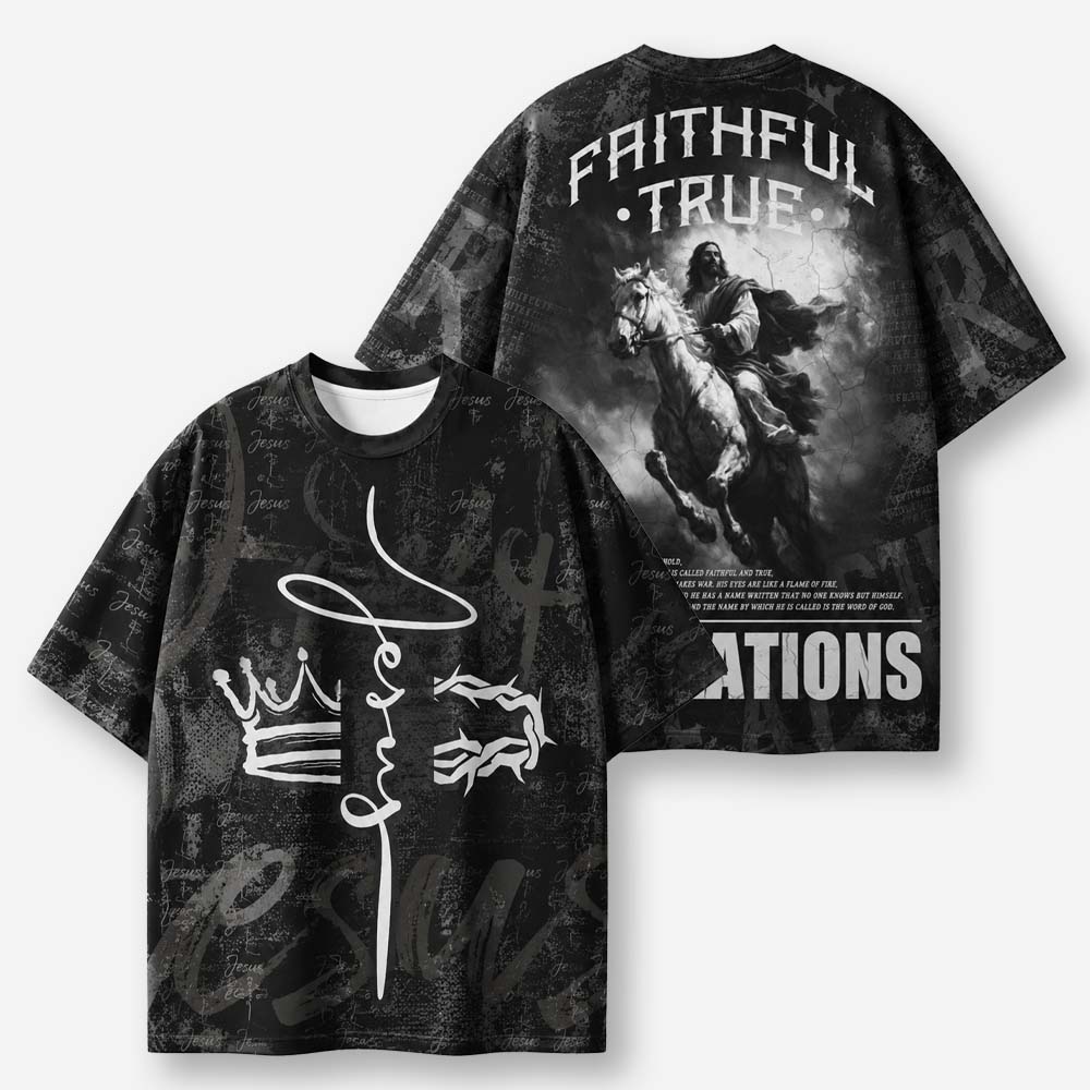 White Horse Rider Eco Oversized Graphic Tees · GRS Certified