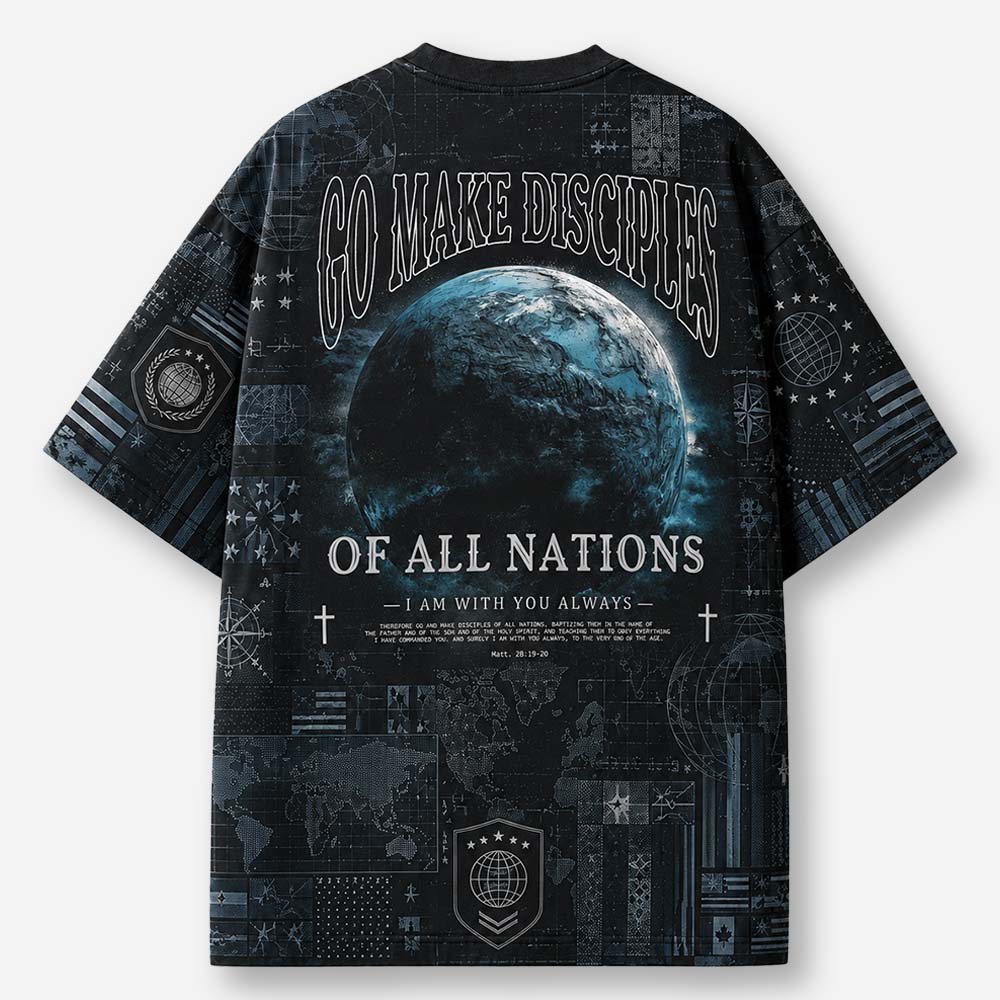 Blazing Aegis Faithbound Emblem Eco Oversized Graphic Tees · GRS Certified