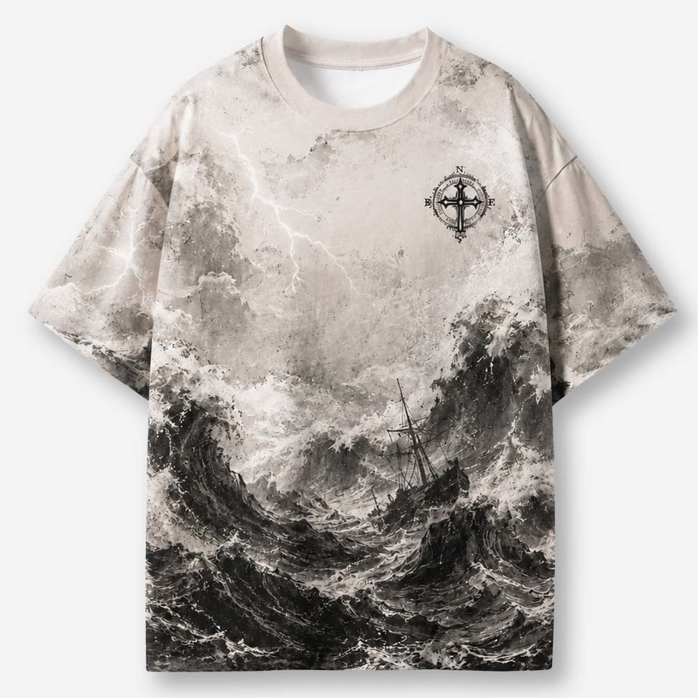 Never Lost at Sea Eco Oversized Graphic Tees · GRS Certified