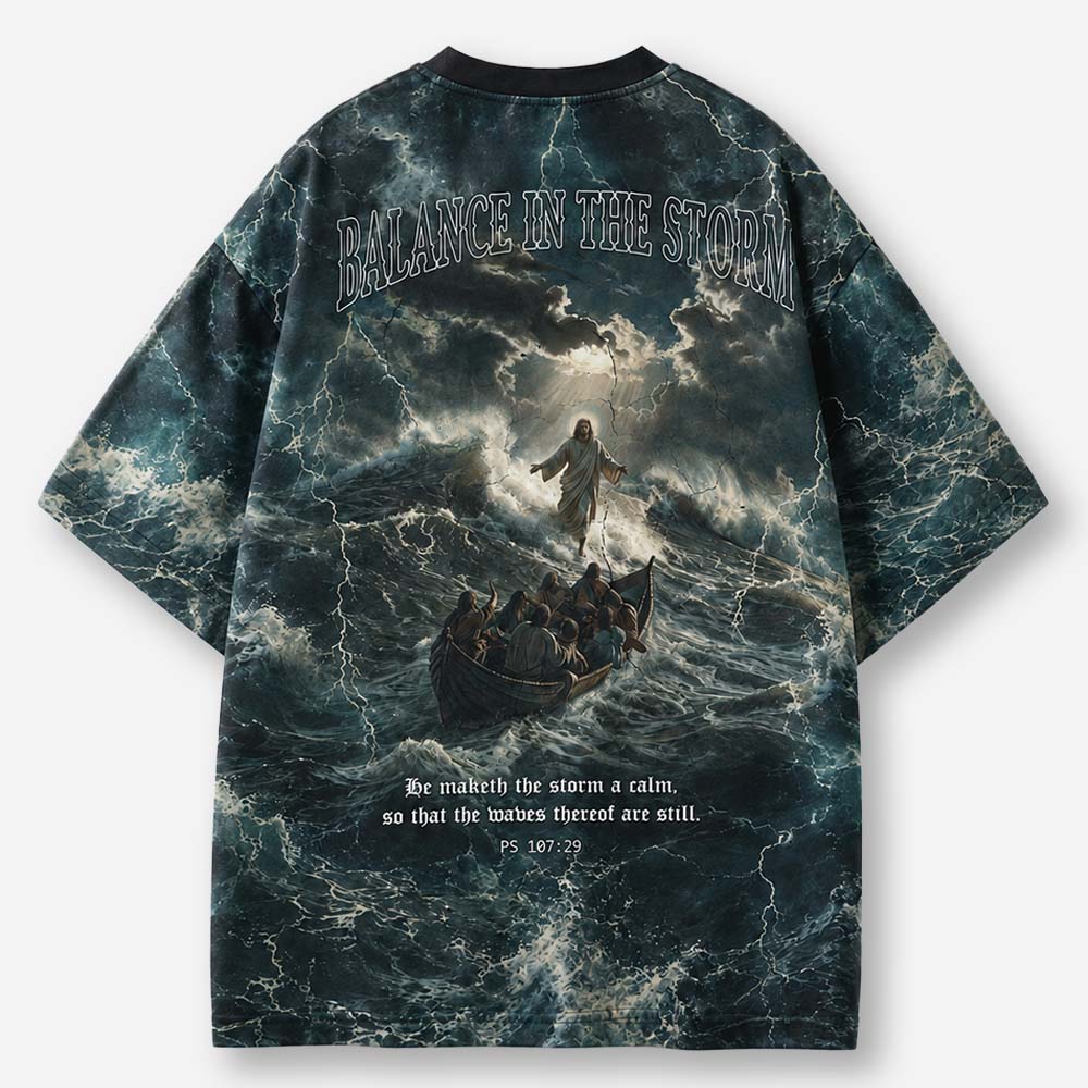 Balance in The Storm Eco Oversized Graphic Tees · GRS Certified