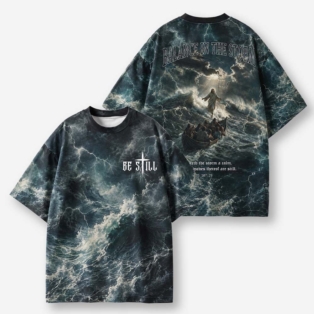 Balance in The Storm Eco Oversized Graphic Tees · GRS Certified